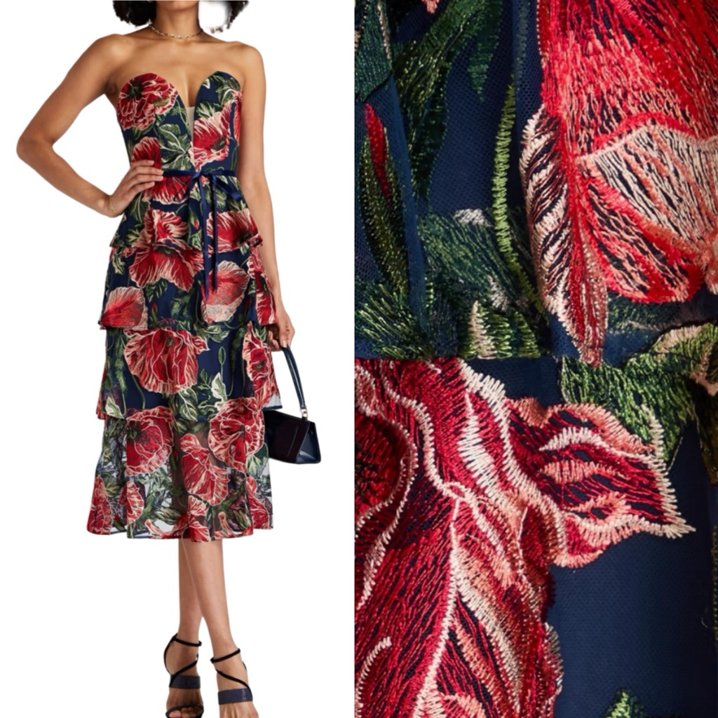 Marchesa Notte Floral Strapless Dress. Nwt